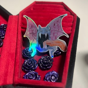 Holographic Pokémon Sticker | Gen 1 Golbat Poison Type | Laptop, bottle, phone case decoration | Watercolor Art |  Retrò Gaming | Anime Art