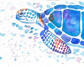 Colorful Sea Turtle | Watercolor Sea Turtle | Sea Turtle Art | Sea Turtle Painting | Original Watercolor Painting