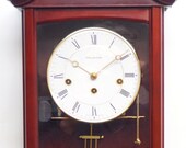 Perfect Vintage Musical Dual Chime Westminster Chiming Wall Clock 8-Day Mahogany Case