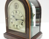 Mahogany Bevelled Glass W H Mantel Clock Dual Chiming Musical Bracket Clock Chiming on 8 Coiled Gongs