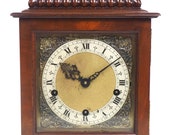 Vintage English Westminster Chime Bracket Clock Solid Mahogany Musical Mantel Clock