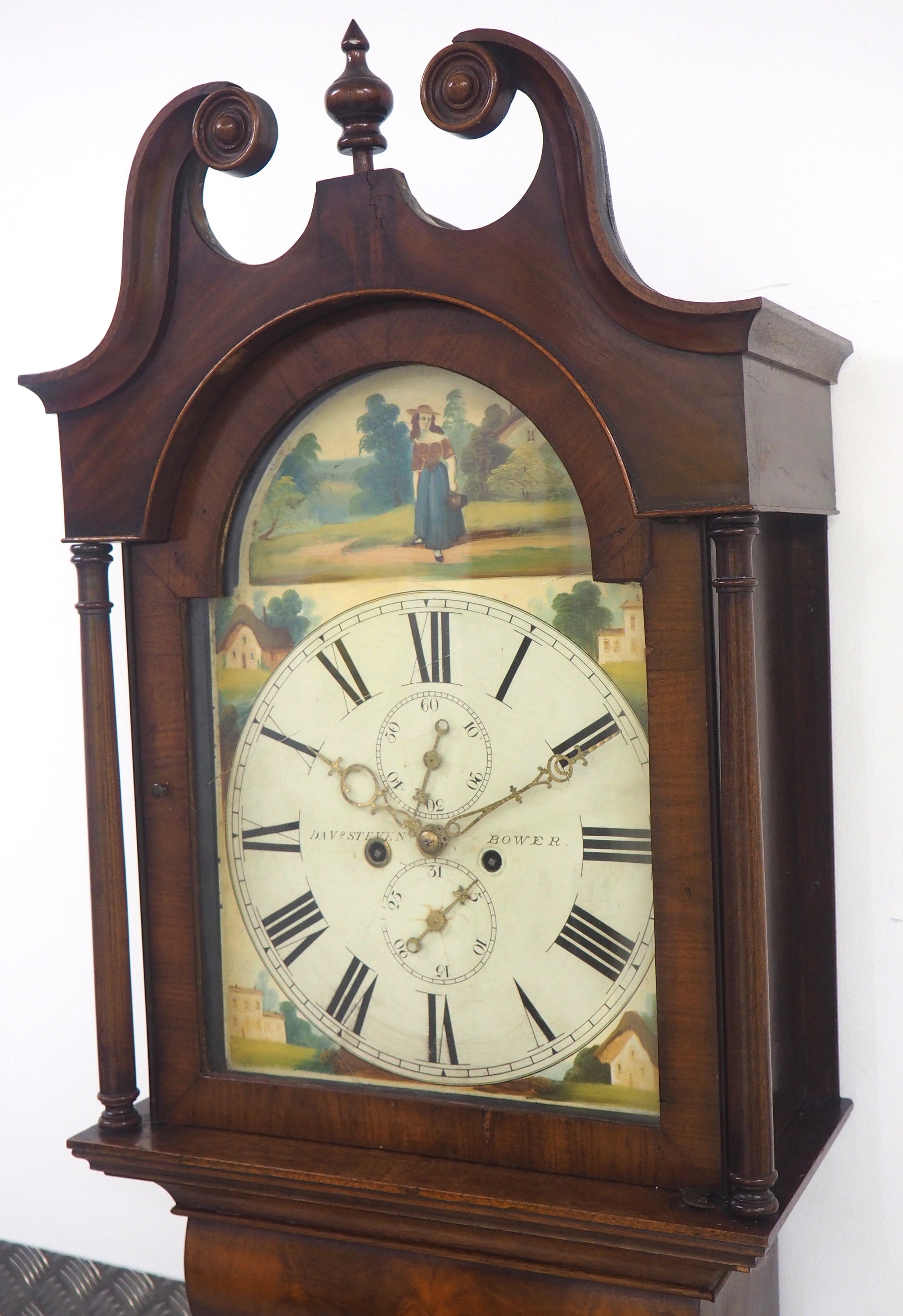 19THC Bower 8 Day Longcase Clock Flame Mahogany Case Signed Etsy