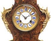 Wow Phenomenal French Boulle Mantel Clock Multi Wood floral inlay 8 Day Mantle Clock