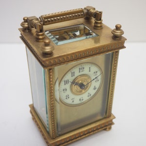 Antique French 8-day Carriage Clock Unusual Masked Dial Case With ...