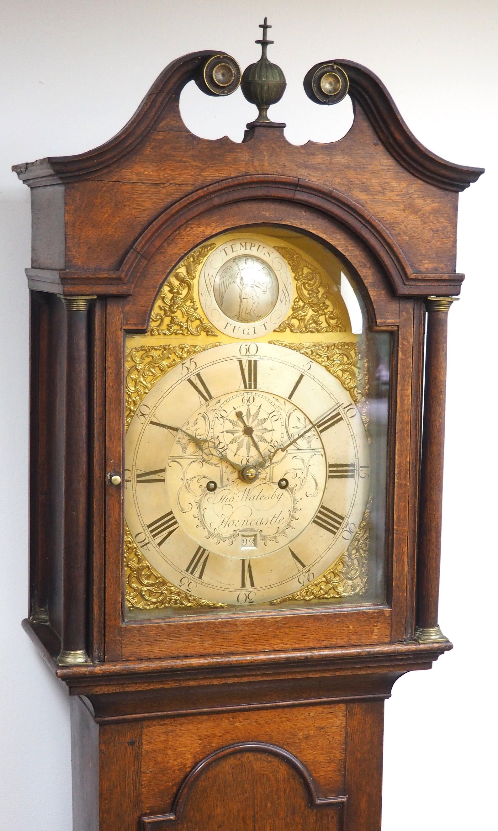 18THC English Longcase Clock In Oak Case Silver Brass Dial Etsy