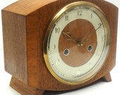 Smiths Art Deco Mantel Clock 8-Day Striking Mantle Clock Honey Oak Case