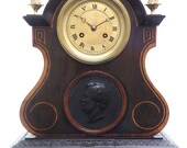 Antique French Empire 8-Day Striking Mantel Clock Walnut Rosewood Case