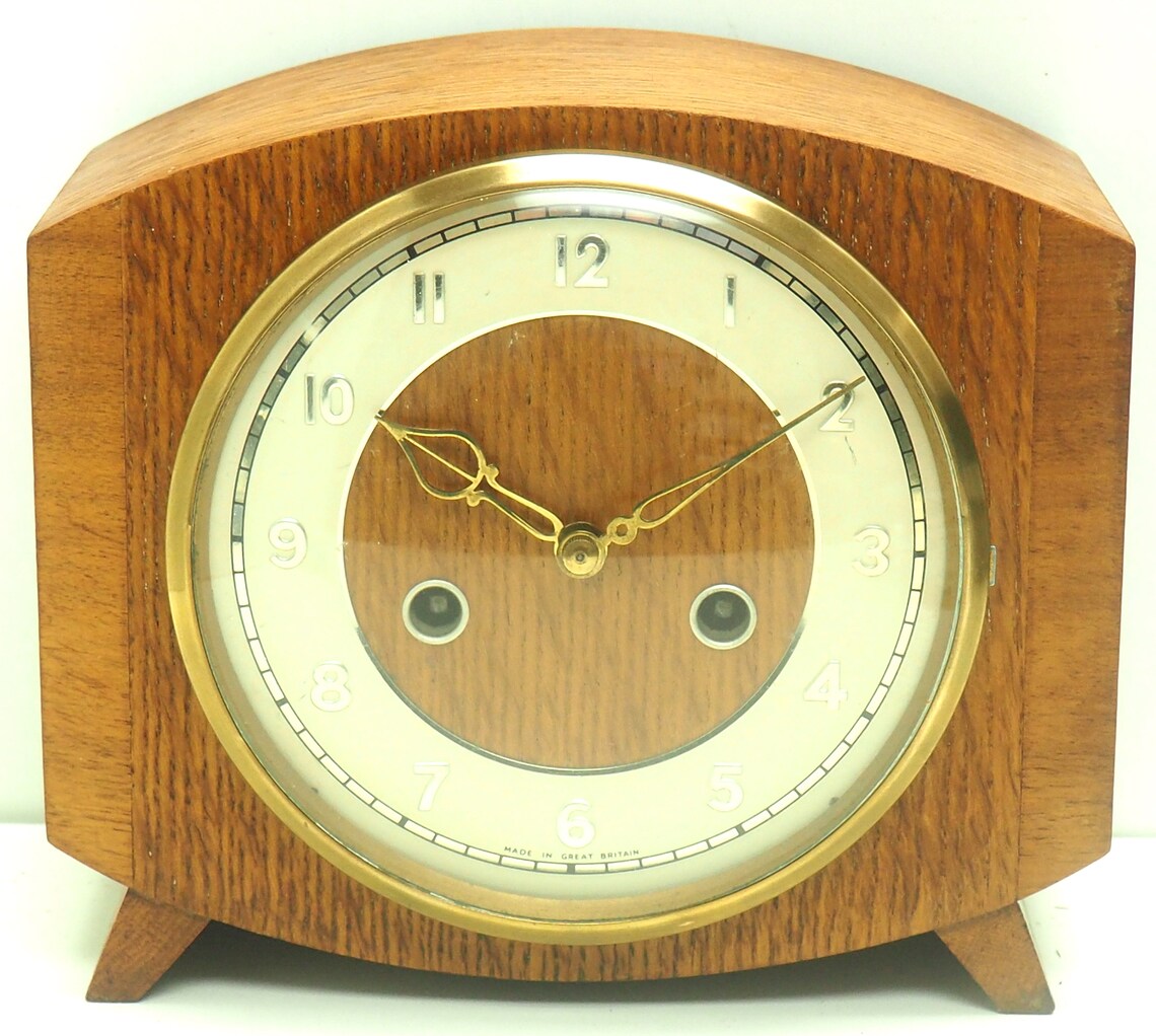 Smiths Art Deco Mantel Clock 8day Striking Mantle Clock Honey Etsy UK