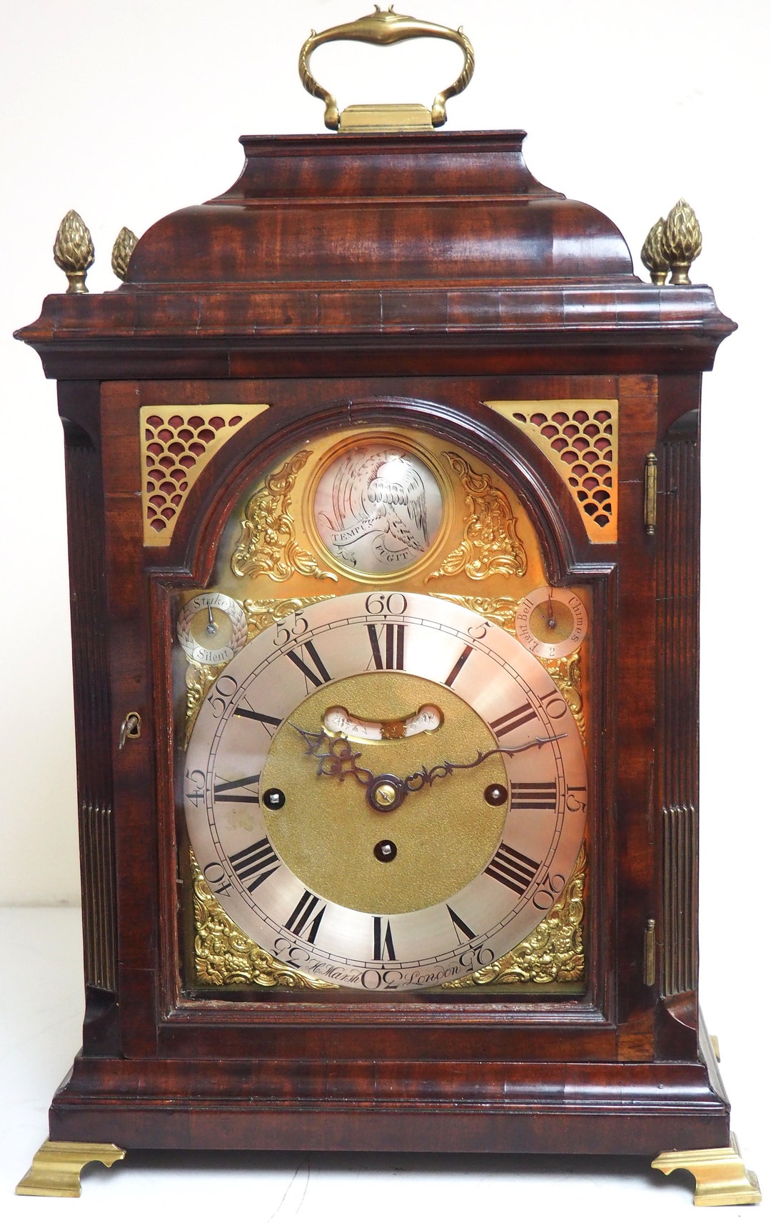 London Verge Musical Westminster Chime Bracket Clock 8 Bell Triple