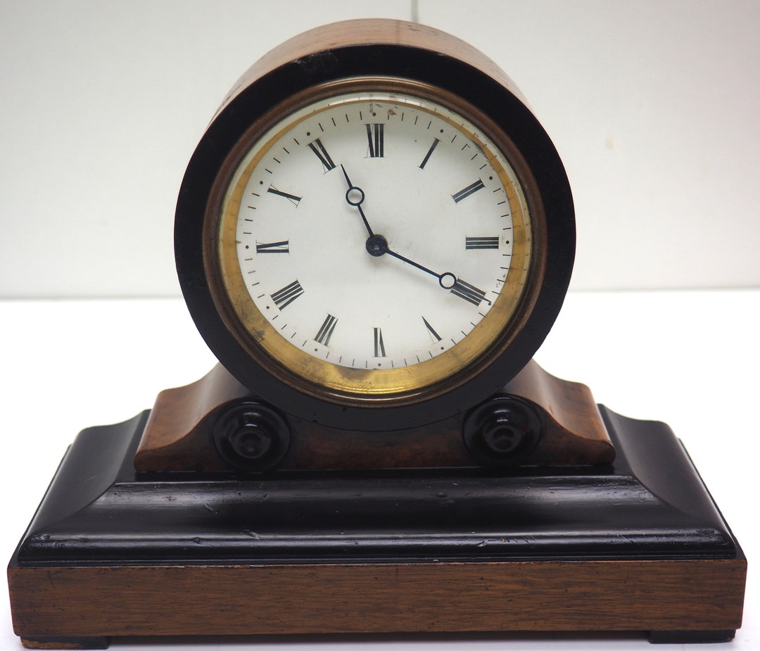 Great French Drum Head Mantel Clock Walnut and Ebonised Case Etsy