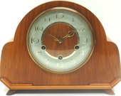 Superb Smiths Art Deco Mantel Clock Walnut 8-Day Westminster Chiming Mantle Clock