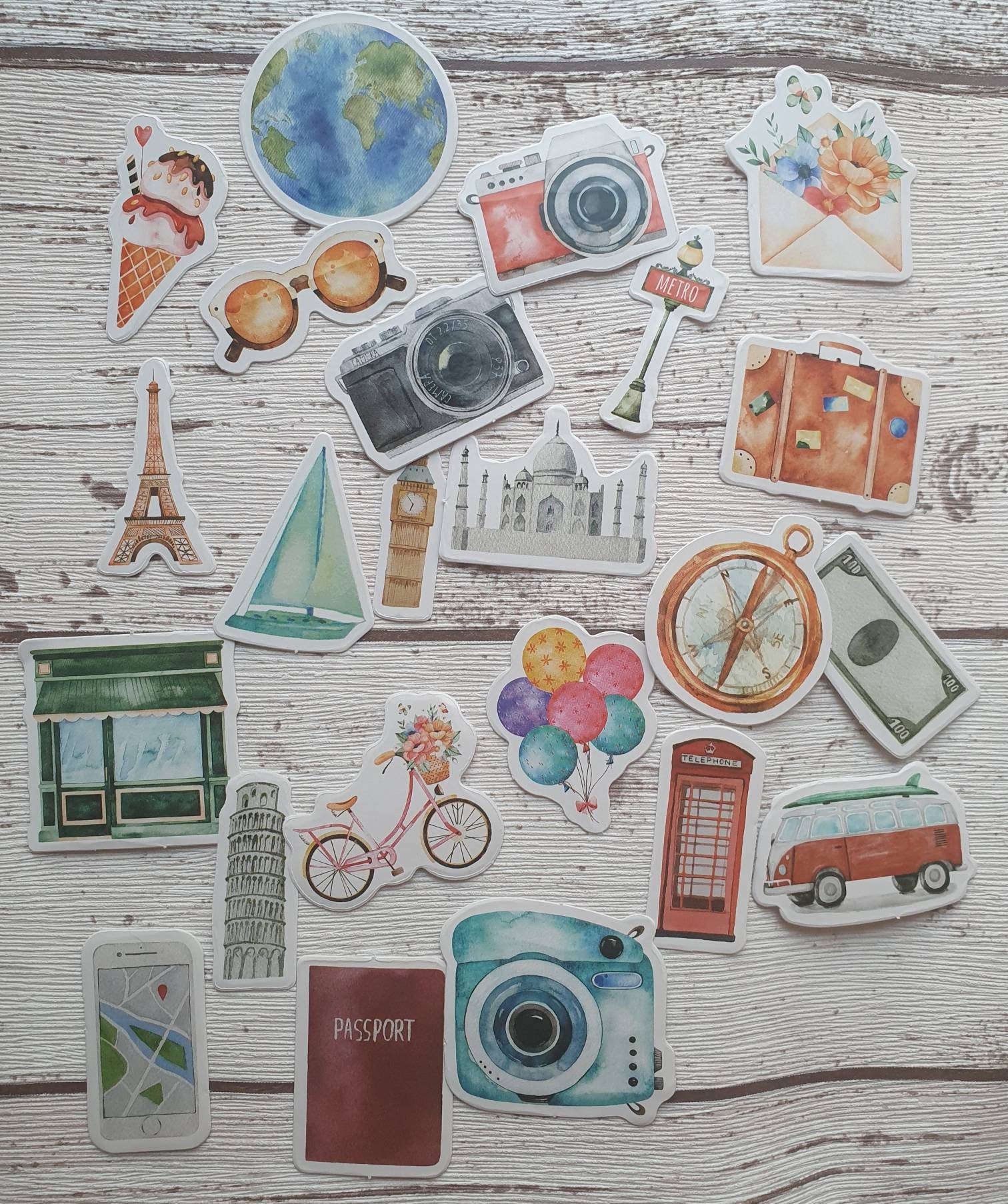 travel stickers 46 pieces scrapbook journal planner etsy