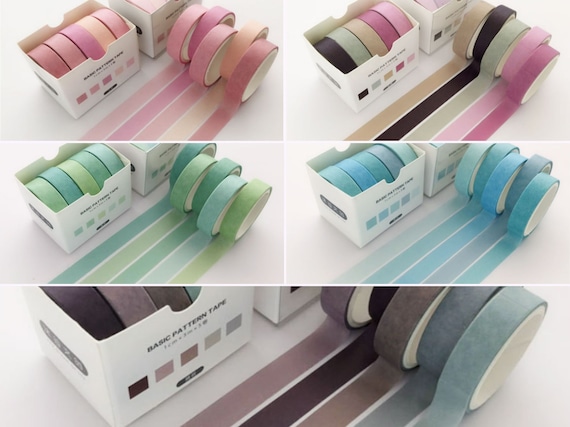 Pastel Color Narrow Solid Washi Tape Set