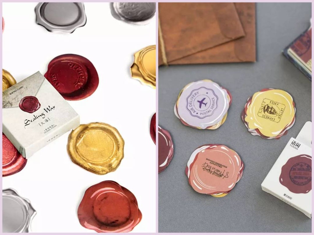 Wax Seal Paper Stickers Set 45 Peel off Stickers Envelope Etsy