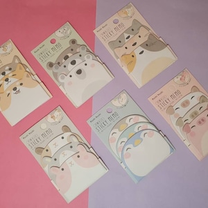 Cute Animals Sticky notes, Cat, Dog, Bear, Penguin, Pig, Guinea sticky notes - 45 sheets - cute stationery supply