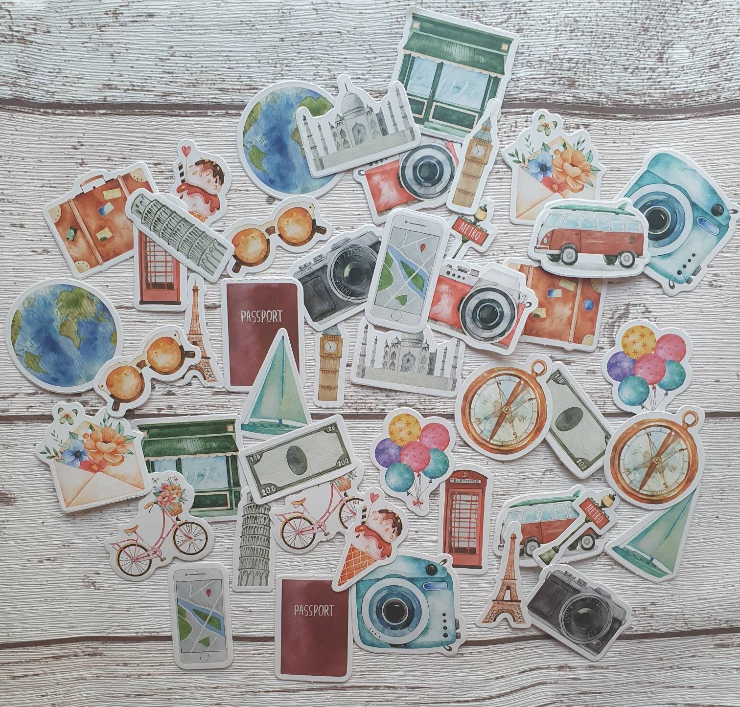 large scrapbook travel stickers