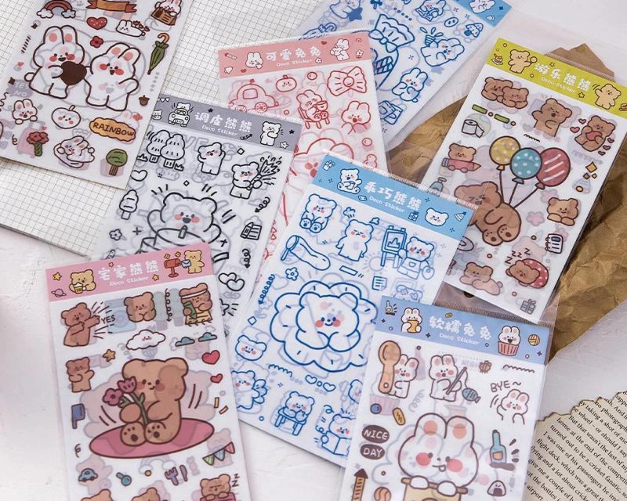 Kawaii Sticker Book Journal Scrapbooking Stickers Scrapbook Bear Cute Heart  USA