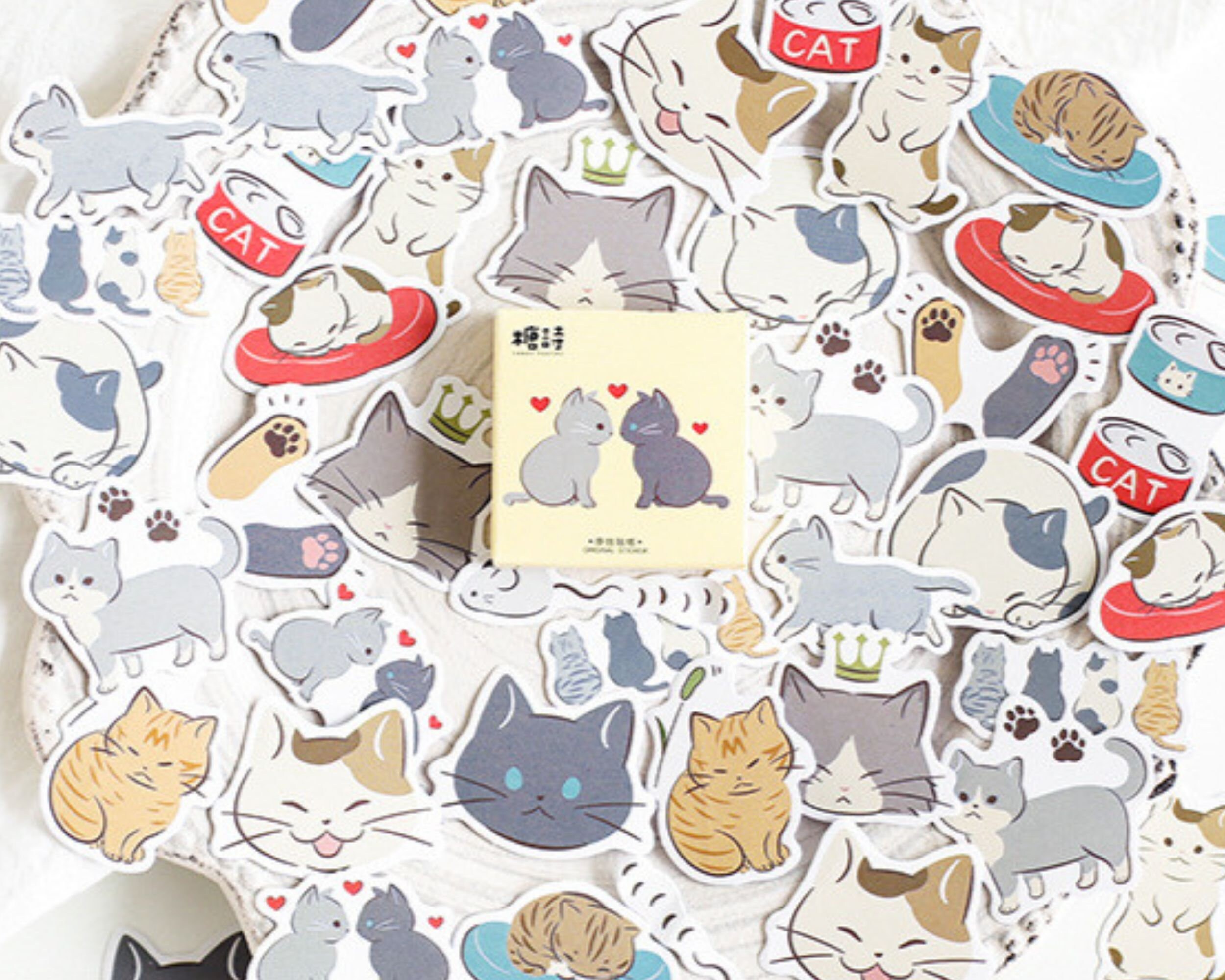 Cute Cat Life Sticker Set, Kawaii Cat Sticker Pack - 45pcs - for ...