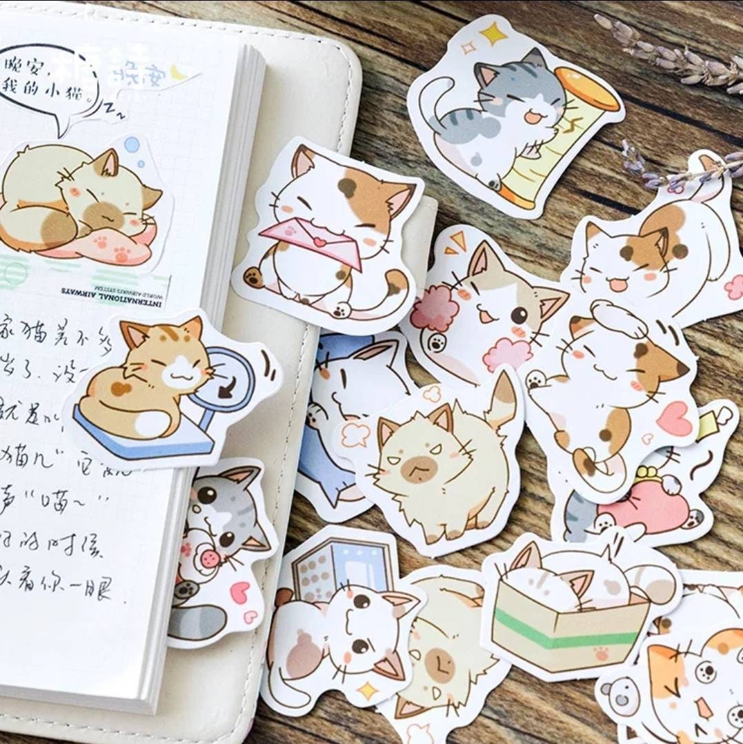 Kawaii Cute Little Hearts Stickers - Chibi Cat Sticker for Sale by  sirineab