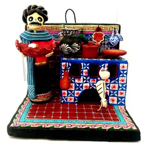 Cocina Poblana Miniature Mexican Clay Kitchen Handmade Puebla Folk Art Traditional Mexican Decor barro miniature kitchen, handmade mexican