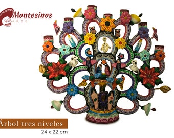 Mexican Tree of Life Clay Sculpture – Handmade Polychrome Folk Art Decor