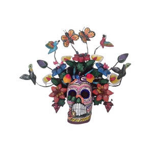 FRIDA SKULL, Skull With FLOWERS, Decorative Flowers Halloween Human Skull Décor, Skull Painting Decoration Flower