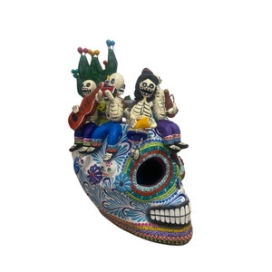 Polychrome clay skull