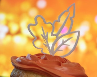 12 Fall Cake Topper, cute fall leaves cupcake topper, fall leaf decor, Thanksgiving dessert, Thanksgiving cupcake topper