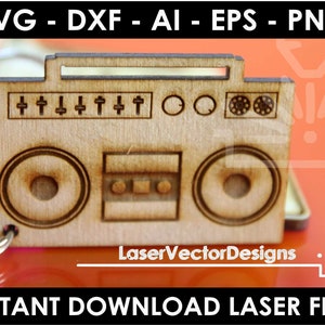 4 x Oldschool style Music elements, Boombox svg, pick up svg, cassette tape svg, Digital Laser files, Old School elements DXF, vintage retro