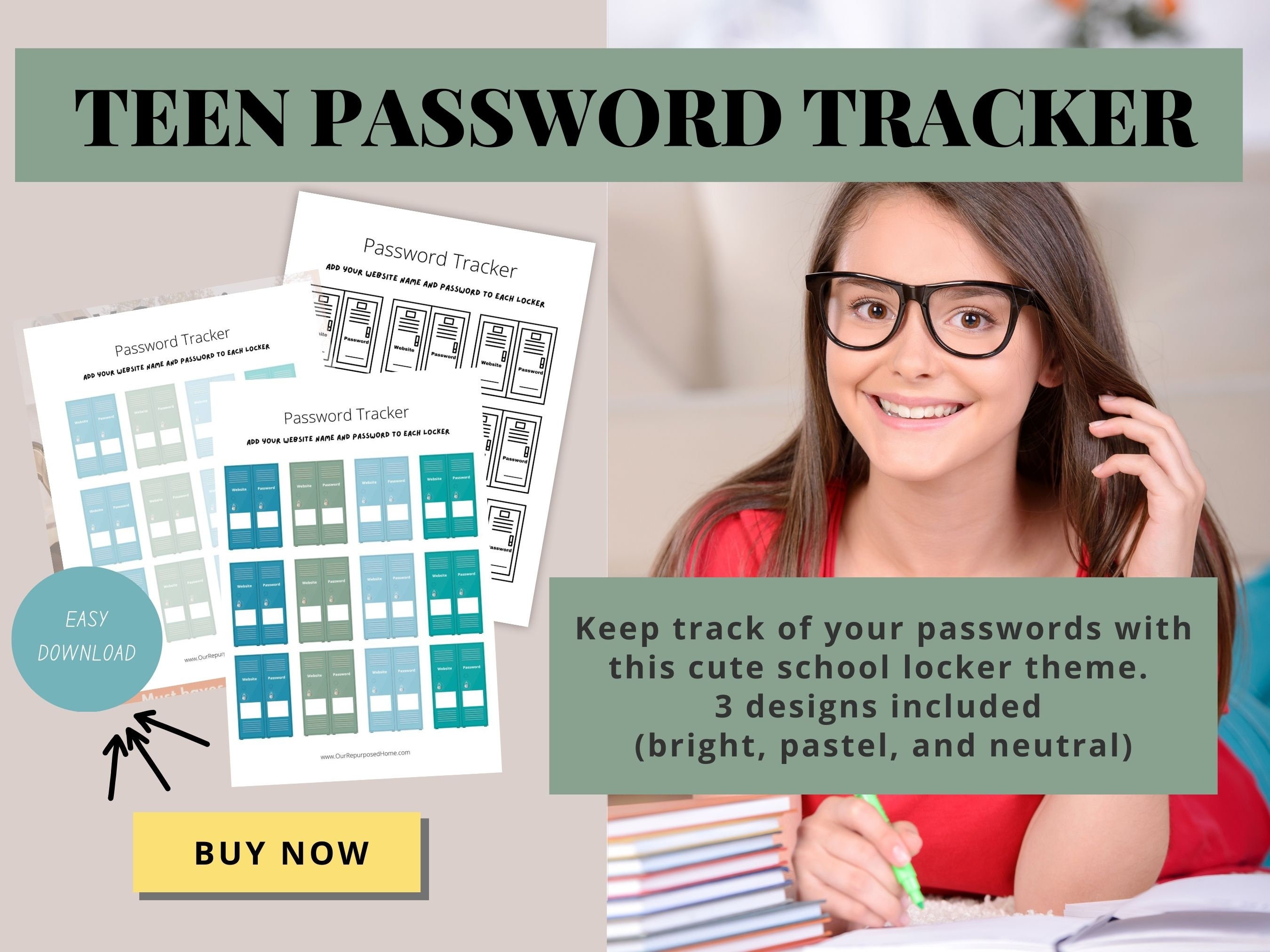 TEEN PASSWORD TRACKER Password Keeper Password Printable Teen Bullet ...
