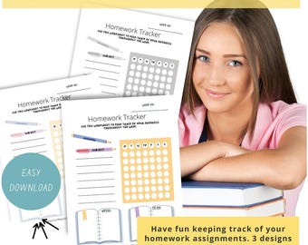 HOMEWORK tracker planner organizer, assignment tracker, homework chart kids, weekly planner, homework  log, teen bullet journal, homework