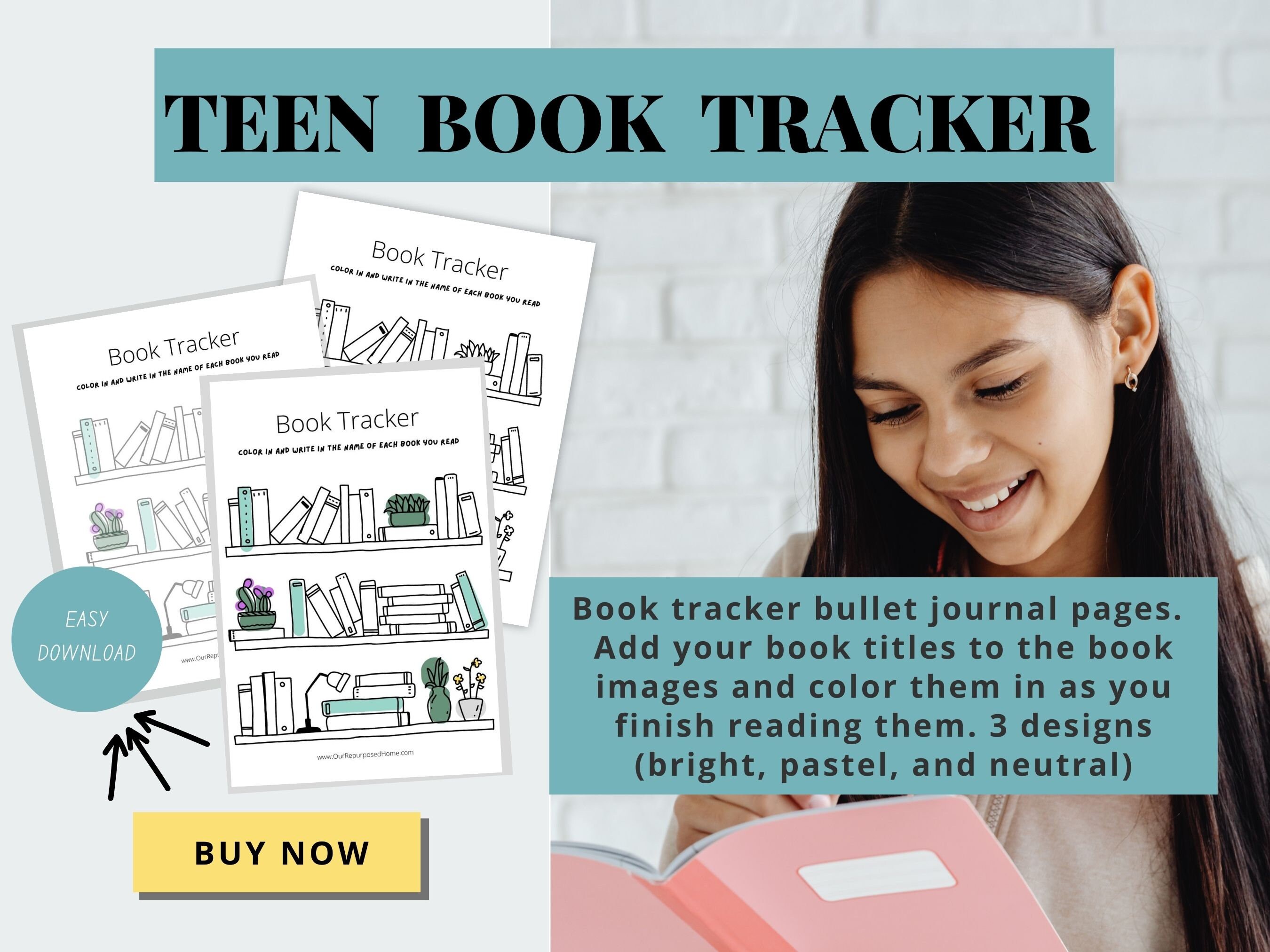 TEEN BOOK TRACKER Bullet Journal Pages Teen Tracker Teen Bullet Journal ...