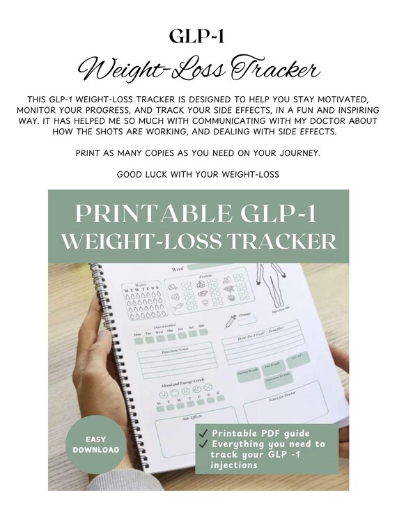 easiest way to track water intake glp-1 GLP-1 Weekly Injection & Weight Tracker - Printable Health Journal (PDF)