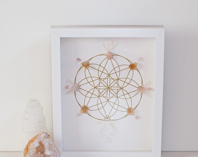 Crystal Grid Framed/ Shadow Box Crystal Grid/ Crystal Healing