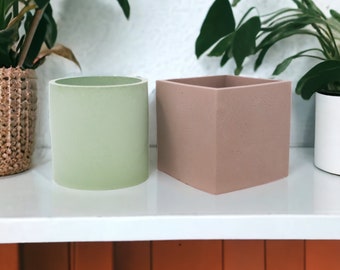 Colorful Cement Planter, Modern Home Decor - Round, Square, or Hexagonal