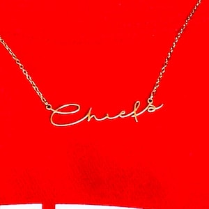 Chiefs Necklace/ Cursive KC Chiefs/ Kansas City/ Super Bowl Necklace/Stainless Steel/ Football Season Jewelry/ Fan Jewelry