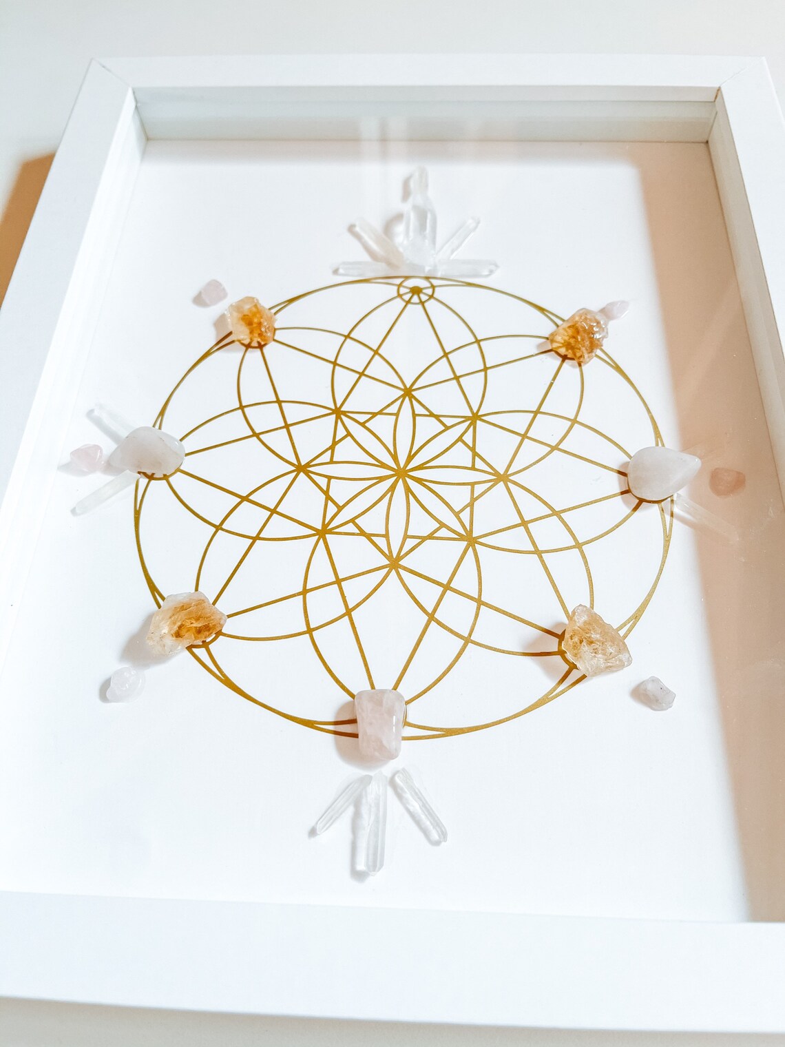 Crystal Grid Framed/ Shadow Box Crystal Grid/ Crystal Healing/ Etsy