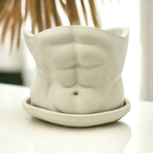 Abs Body Planter/ Sculptural Cement Planter/ Male Torso Plant Pot/Home Decor