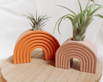 Rainbow Air-plant Holder/ Cement/Airplants/Planters/ Rainbow Candlestick Holder