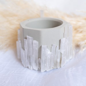 Mini Selenite Cement Planter/ Mini Hexagonal Pot/ Crystal Healing/ Crystal Pot/ Planter/ Tealight Holder/ Candle Container/ Bohemian