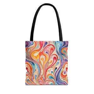 Rainbow Marble Tie Dye Tote Bag, Colorful Tie Dye Grocery Bag, Reusable Eco-Friendly Shoulder Bag, Market Tote, Beach Tote, Gift for Her