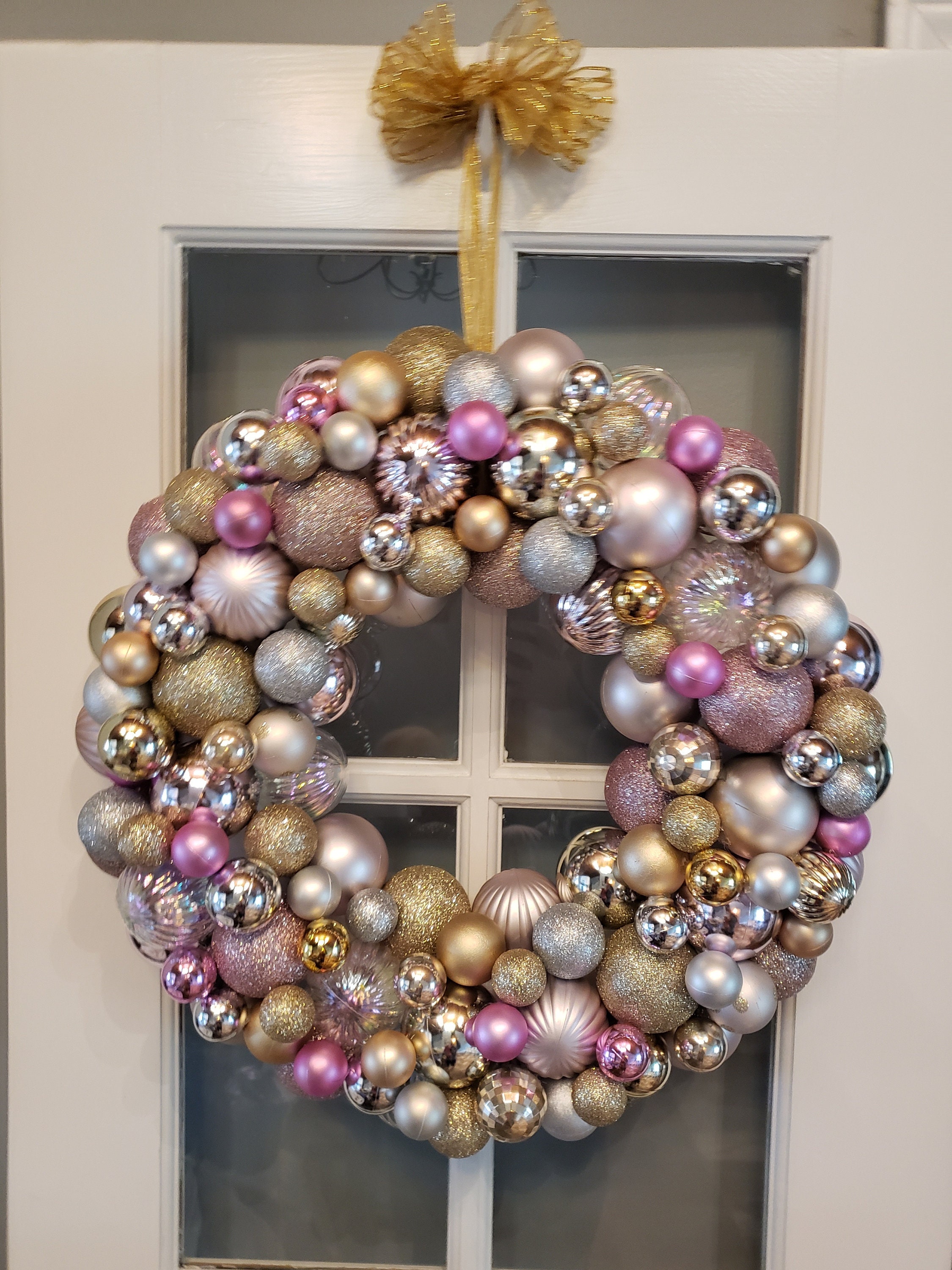 Pink/gold/silver Christmas Ball Wreath Etsy