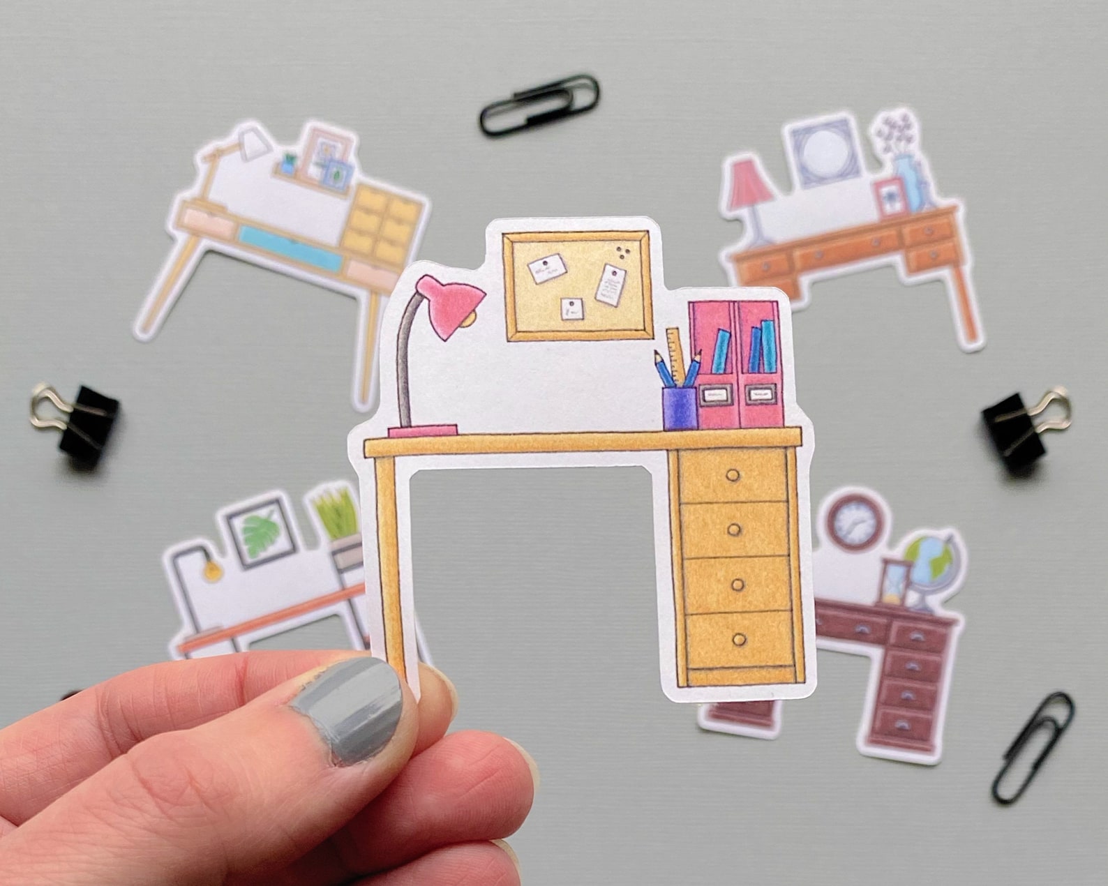 Different Desks sticker pack set of 5 illustrated desk Etsy