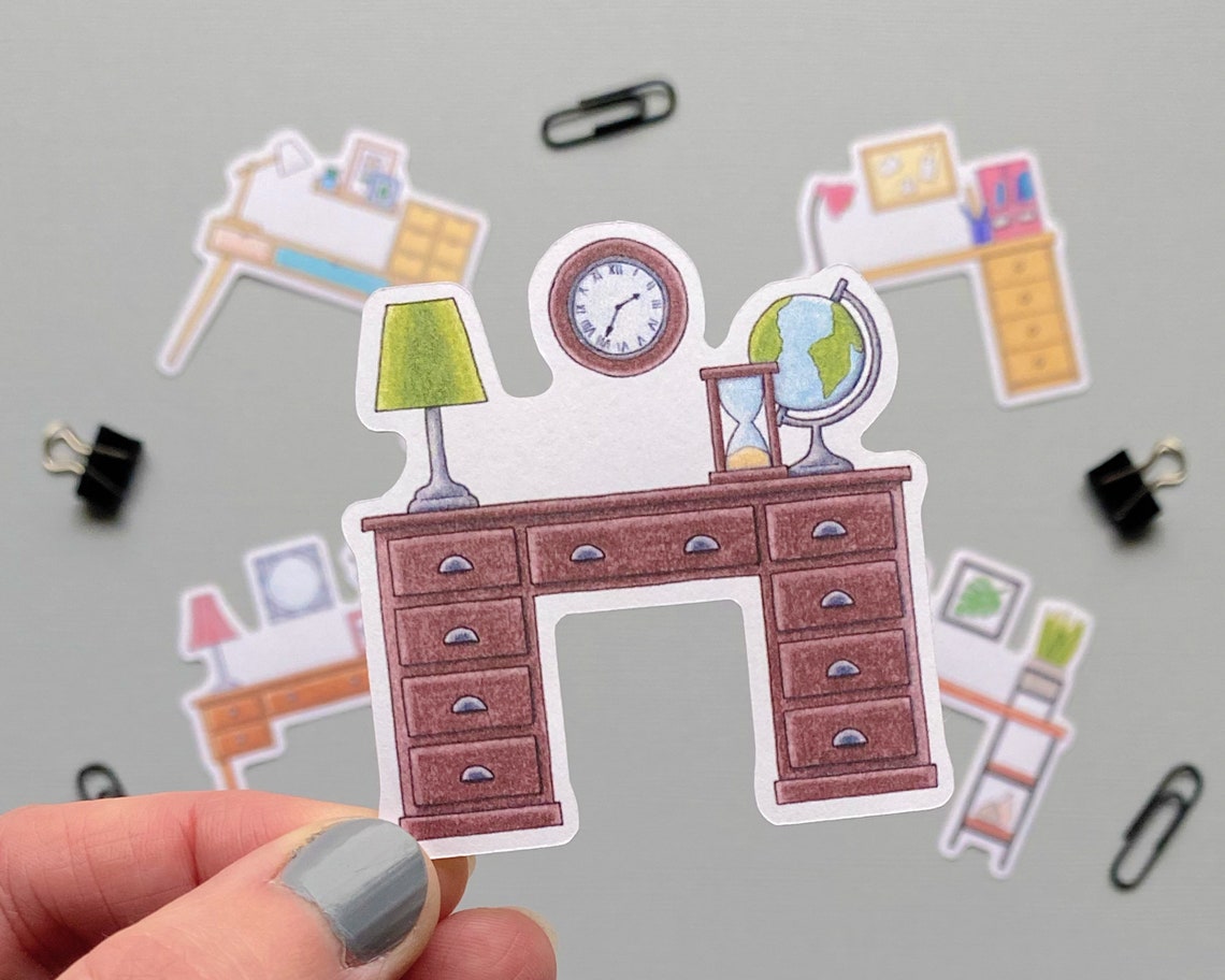 Different Desks sticker pack set of 5 illustrated desk Etsy