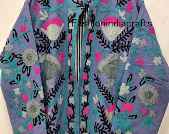 Embroidered Cotton Suzani Jacket | Boho Ethnic Coat