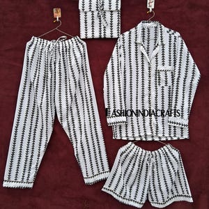 Hand Block Printed Cotton Pajama Set | Organic Sleepwear | Boho Loungewear Gift for Her