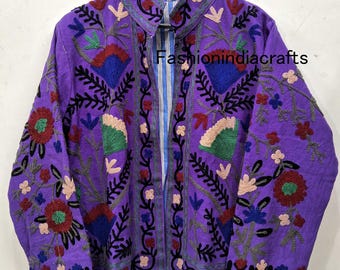 Cotton Suzani Jacket – Handmade Embroidered Uzbek Coat, Boho Ethnic Outerwear