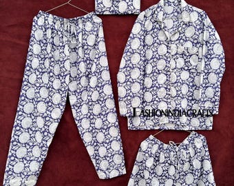 Handmade Cotton Pajama Set: Block Print Women's Lounge Sleepwear