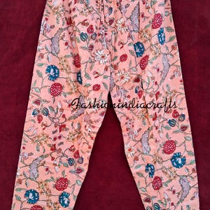 Indian Cotton Pajama Set, Women night Dress, Floral Print Cotton Night Pajama Set, Pajama And Shirt And Short With Bag