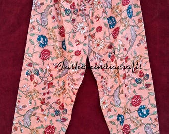 Hand Block Printed Cotton Pajama Set: Floral Women's Night Dress